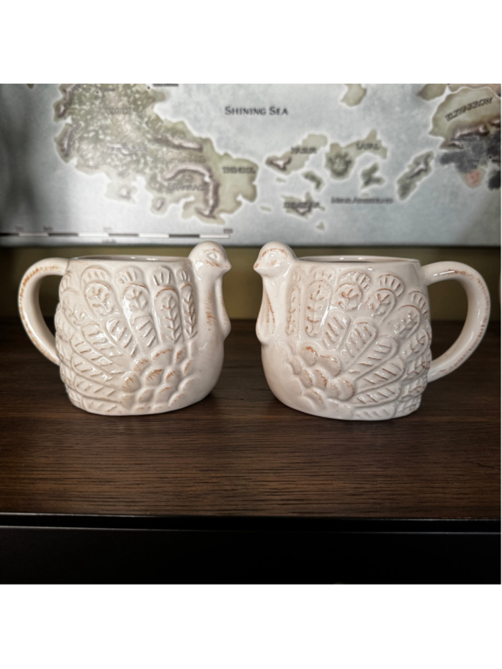 Kirkland’s Home Ceramic Turkey Mugs Set of 2 Thanksgiving Fally